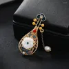 Brooches Creative Design Sense Fashion Natural Shell Flower Brooch High-grade Silk Scarf Button Antique Dress Female Pearl Enamel Pins