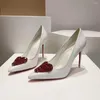 Dress Shoes For Women Pointed Toe Crystal Super High Heels Pumps Heart Shape Designer Sexy Party Zapatillas Mujer