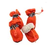 Dog Apparel 4pcs Lamb Fleece Dogs Shoes Non-slip Warm Puppy Rain Boots Breathable Comfortable Pet Waterproof For Small