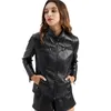 Veste en cuir en V rouge vif Fashion Fashion Fashion Slim Pu Coat noir Short Extérieur Asie taille XS S M L XL XXL 240402