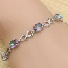 Bangles Beautiful Rainbow Mystic Fire Cz Bracelet Solid Genuine Sterling Sier Jewelry for Women Free Gifts Box&shipping