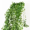 Dekorativa blommor 1 bit 2,1 m heminredning Artificiell murgröna blad Garland växter Vine Fake lövverk Creeper Green 80st Wreath