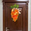 Dekorativa blommor påsk morot krans rustik vår faux för hängande bondgård dörr vägg accent inomhus utomhusbröllop