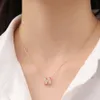 New Letter H Set Zircon Diamond for Women with Colorless Rose Gold Titanium Steel Collar, Simple and Elegant Charm Pendant Necklace