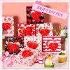 Presentförpackning 8st Valentines Day Box Heart Shaped Window Treat Mini Kraft Boxar med taggar och rep för Candy Chocolate Cookies Packaging