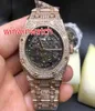 Full Iced Out Men Watch en acier inoxydable en or rose en or et en argent Regardez en verre arrière en diamant complet Sapphire Crystal Automa6033645