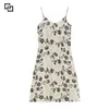 Summer Floral Printed Ladies Camisole Night Gowns Customized Linen Nightgowns for Women