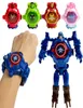 Cartoons Children039S Watch Deformation Robot 3D LED LUMINOURIN WATCH BARN039S MODEL TOY WATCH9329311