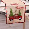 Table Cloth Christmas Decorations Red And Black Grid Linen Machine Embroidery Cartoon Tractor Runner Home