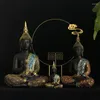 Figurine decorative 2024 Buddha Statue 10-40 cm Thailandia Scultura in resina verde Resina a mano Made Buddhismo Meditazione di figurina indù Decor