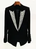 Women's Suits HIGH STREET Est 2024 Fashion Designer Jacket Rhinestone Diamonds Strass Beaded Sinble Button Blazer
