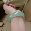 أسوار Bangle Green Green Jade Barches الطبيعية المصنوعة يدويًا عائمًا