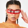 Sunglasses Futuristic Narrow Visor Women Laser Eyeglasses Personality Mirrored Lens Eyewear Glasses Integrated Men Sun