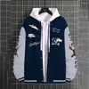 Heren Hoodies Men S Honkbaljack Letters met lange mouwen Letters Beren Afdrukken Contrast Kleur Varsity Fall Casual