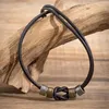 Choker Vintage Pu Leather With Metal Beads Necklace For Men Trendy Collar On The Neck Accessories 2024 Fashion Jewelry Male Gift