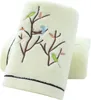 Towel Hand Towels Set Of 2 Embroidered Bird Tree Pattern Cotton Absorbent Soft Decorative For Bathroom 13.8 X 29.5 I