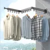 Hangers Folding Clothes Hanger Wall Mount Retractable Cloth Drying Rack Aluminum Laundry Clothesline Space Saving