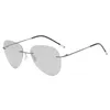 Solglasögon Rimless Polarised Women Men 2024 Ultra Light Fishing Mirror Driving Shades Pilot Personlighet Pochromic