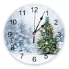 Wanduhren Schneeszene Weihnachtsbaumküche rund Desktop Digitale Uhr Nicht-Ticking Creative Childrens Room Watch