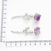 Boucles d'oreilles en peluche 1pair amethyst fleur élégants branches de pierre naturelle laisse tomber rose géométrique longue boucle oreille dames