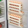 Kitchen Storage Refrigerator Automatic Scrolling Egg Rack Holder 2/4 Tiers Box Rolling Basket Containers Case Organizer