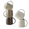 Becher Keramikwasserbecher kreativer Becher mit Griffpaar großer Kapazität Einfacher Kaffeemilch