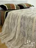 Bedding Sets 3pcs/lot ! Beige Cotton Handmade Crochet Bed Cover / Sheet Bedspread Coverlid Coverlet 2 Pillowcases Pillowslip