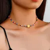 Choker Bohemian Collier orné de riz coloré perles de riz animées Voyage polyvalent