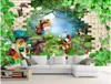 Fonds d'écran Murale Murale personnalisée PO 3D Room Wallpaper Cartoon Children Brick Wall Animal Backgrounds For Malls 3 D