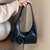 Shoulder Bags 2024 Ladies PU Leather Underarm Stylish Tote Handbag Solid Half Moon Bag Multi Pockets High Quality Women