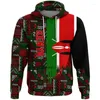 Sweat à capuche masculin Kenya Map Flag 3D Imprimé pour hommes vêtements National Emblem Pullovers Africa Country Tracksuit Boy Streetwear Kids Hoody