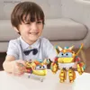 Action Toy Figures Super Wings 6 Inches Deluxe Transforming Supercharged Golden Boy With Light Sound 2 Gestures Plan Transform Robot Anime Kid Toy L240402