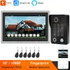 Intercom HomeFong WiFi Video Door Phone fungerar Alexa Tuya Home IP Intercom System 10 tum Pekskärm Finfgerprint KeyPad Doorbell Camera