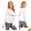 ヨガの衣装2022 New Lu-07 Long Sleeve Top Women Solid Quick Dry Breseable Shirt Sports Workout Gym TEES T女性屋外アスレチックDR DHBRG