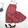 Kjolar kvinnor sommar vit lång kjol chic märke högsta kvalitet veckad hög midja rosa faldas saias jupe p372