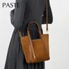 Totes Retro Styly Bucket Tote Matte Suede Cow Leather Women Sagce Sagc
