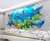 Wallpapers 3d Wall Murals Wallpaper For Living Room Walls 3 D Po Sea World Dolphin Seaweed Brick Home Decoration