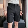 Mens Slim Casual Shorts Men Summer Social Business Fashion Solid Color Wedding Thin Short Pants Male Luxury Brand 240403