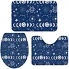 Bath Mats Moon Starry Sky Space Navy Blue Non Slip Bathroom Rug U-Shaped Contour Toilet Mat Lid Cover Absorbent&Washable 3 Pcs