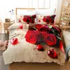 Bettwäsche Sets Rose Set weich bequemer König Home Textil Bettdecke Kissenbezug Dekbedovertrek 200x200 Valentinstagsbett