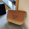 Modeontwerper gras geweven tas crossbody tas luxe dames echte lederen geweven tas postbode tas enkele schoudertas rafia strandtas zomer mini handtas