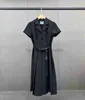 designer Basic Casual Dresses for women 24ss Spring/Summer Elegant Letter Label Flip Collar Single breasted High Waist Pleated Long Two Piece Dress skirt set