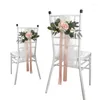 Decorative Flowers Yan Boho Chair For Wedding Ceremony Artificial Rose Eucalyptus With Ribbon Wed Flower Party Outdoor Aisle Bench Decor