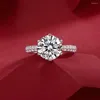 Pierścienie klastra Real 3 moissanite Wedding Ring Oryginalny certyfikowany S925 Silver 9 mm okrągły genialny Diamond Solitaire Prezent zaręczynowy