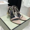 2024 Dress Shoes Lady Sandals High Heels Padlock Naked Sandal Luxury Brands Gold Heel Shiny Nappa Leather Pointy Wedding Party Dress Pump Ankle Strap Shoea