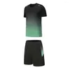 Suisses de survêtement masculines Hommes assortis en bas de bas ensemble Summer Summer Casual Opfit O-Neck T-shirt à manches courtes Short Elastic Wide Jam Shorts en gradient