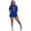 Designer Frauen Mode Freizeitsport -Set große Mode Frauen Lips Leisure Sports zweiteilige Frauen Kurzsportsportwäsche Frauen -Top -Frauen -Sport -Shorts 6fj6