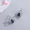 Boucles d'oreilles Stud Luxury Blue Drop Boucle d'oreille 925 Siltling Silver Fashion Femme Femme Bijoux Crims de cristal ovales