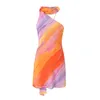 Casual Dresses Boho Inspired Multi One-Shoulder Mini Dress Neck Tie Sexig Party 2024 Spring Summer Backless Cocktail