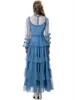 Casual Kleider Designer 2024 Frühling Frauen elegantes Partykleid hochwertiger Mesh Abend lang formelle Anlässe Mode Französisch Vintage